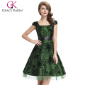 Grace Karin neueste Cap Sleeve NT Taft grüne kurze Retro Vintage Kleid CL008935-4